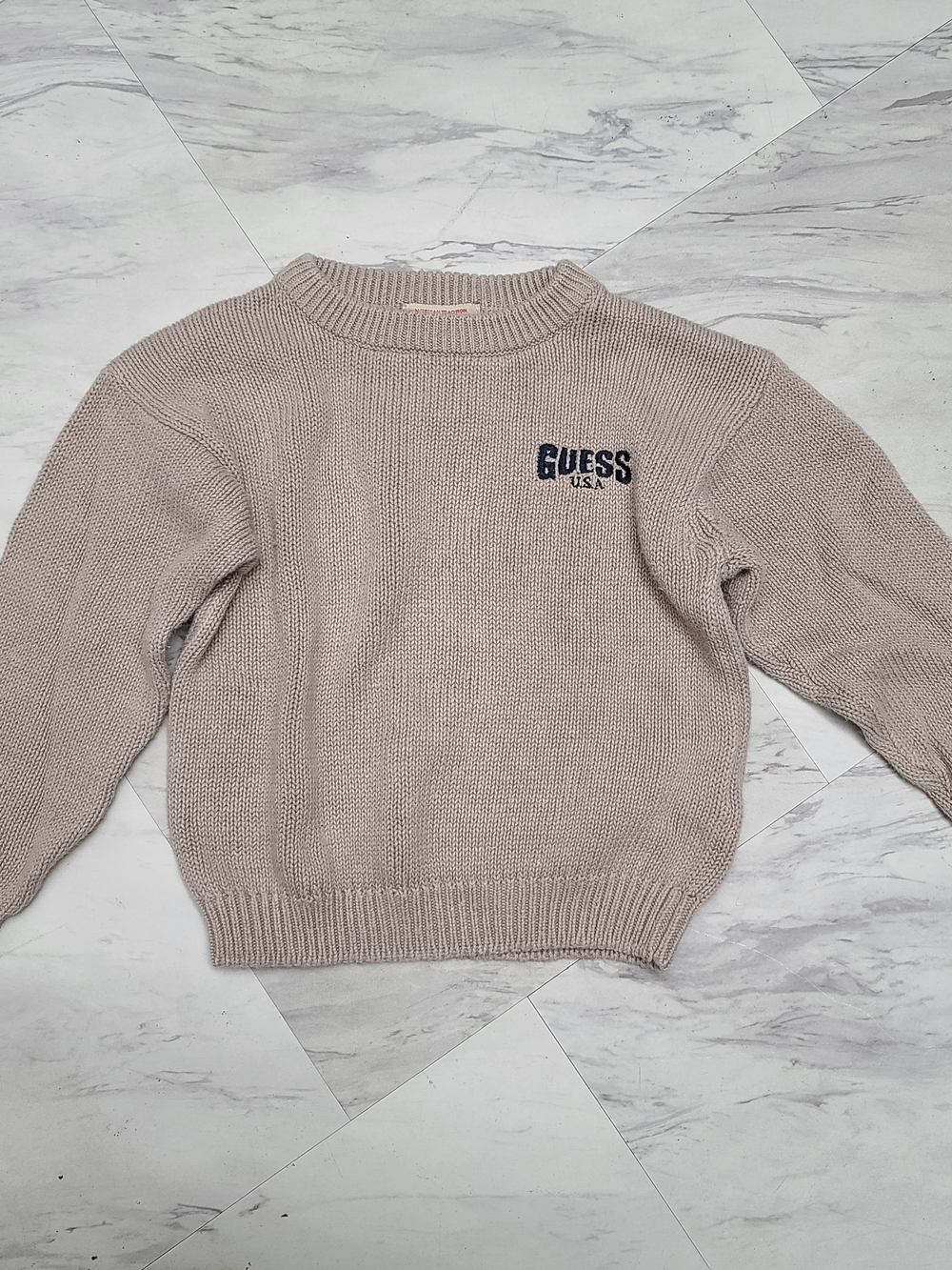 Kids Guess  Knit Pullover with Navy Logo